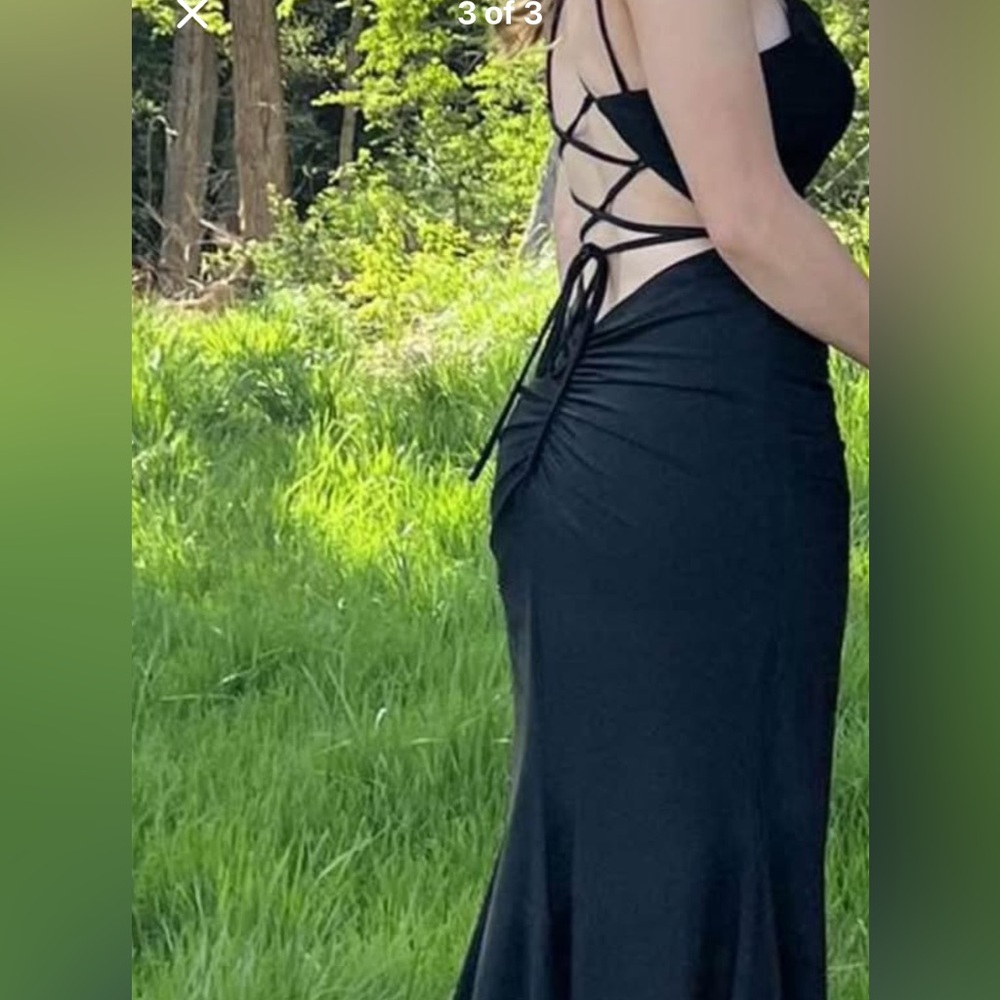 Elegant Black Lace-Up Dress